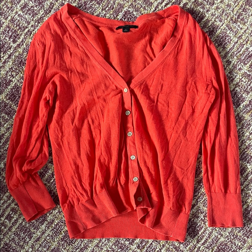 Banana Republic Vibrant Red Knit Cardigan Sweater
